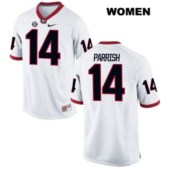 Women's Georgia Bulldogs NCAA #14 Malkom Parrish Nike Stitched White Authentic College Football Jersey WCB3054HW